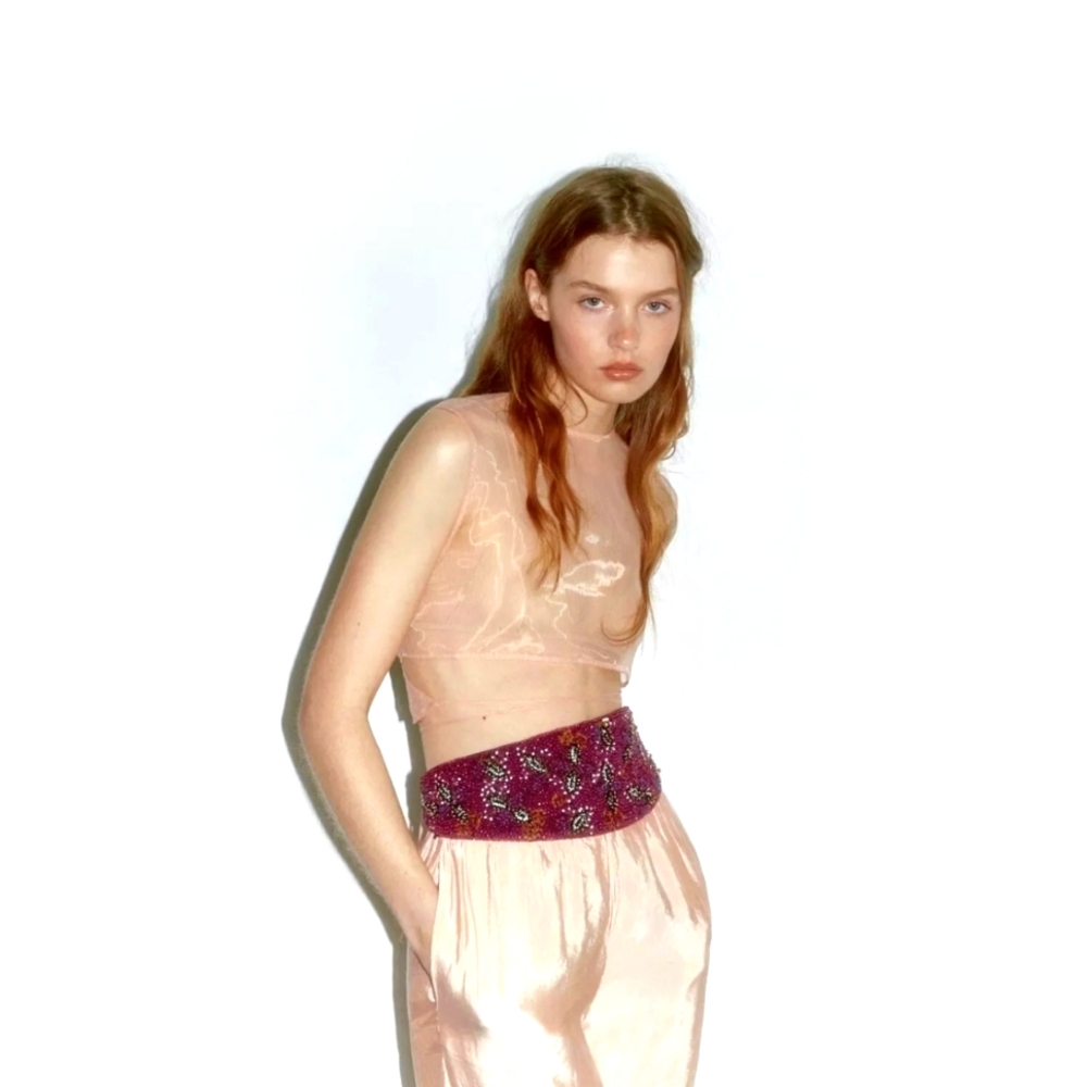 ZARA Women's Purple Beaded Sash Belt